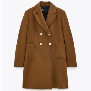 Zara double breast wool blend coat XS